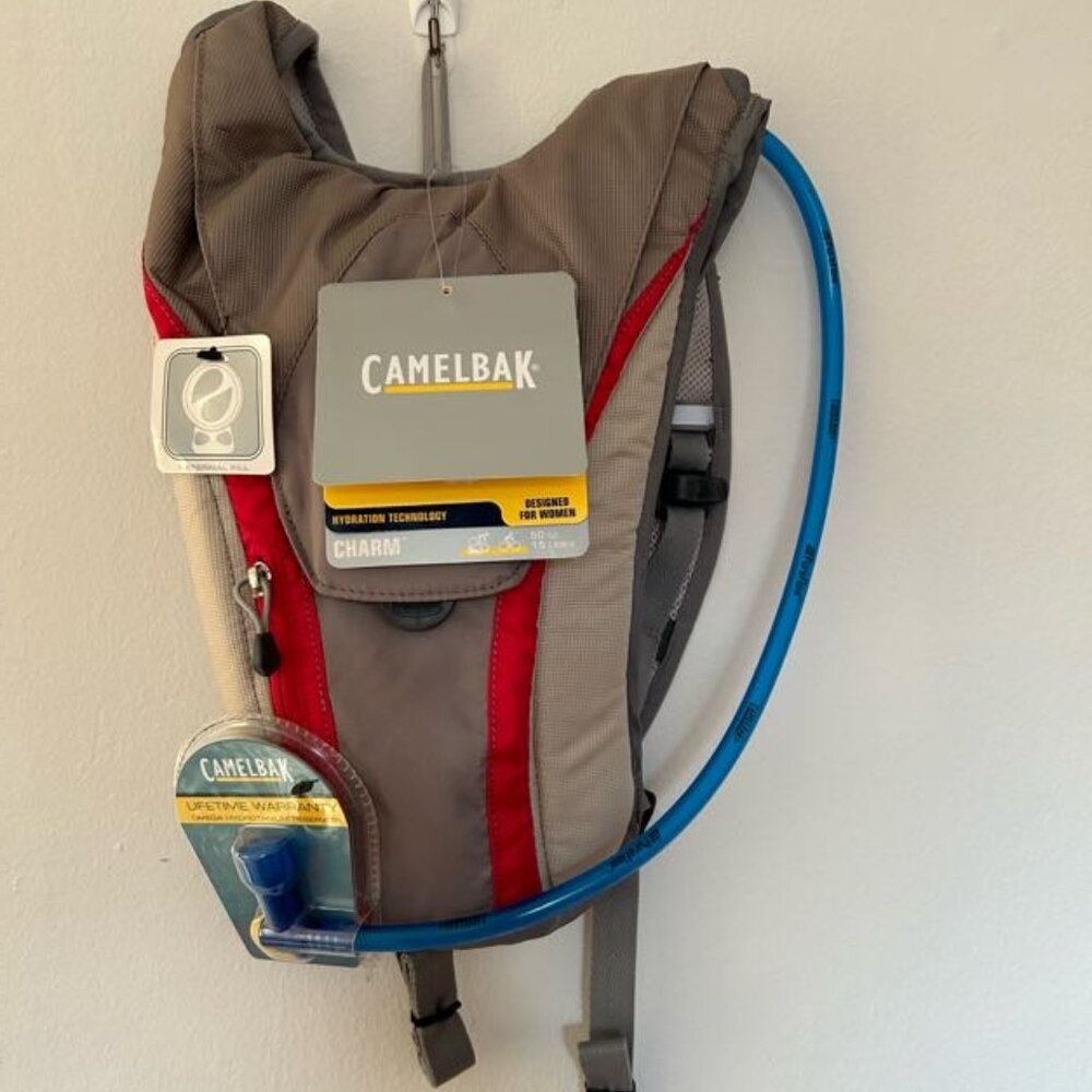 Camelbak Charm 1.5 L Backpack with Hydration Bladder/ Gray & Red
